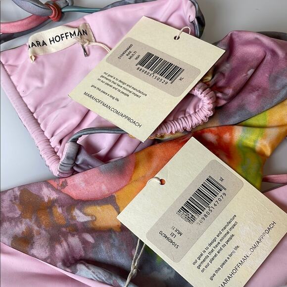 Mara Hoffman Rae Tie Dye Pastel Multicolor Two Piece Bikini Swim Set Size XL - Picture 6 of 7